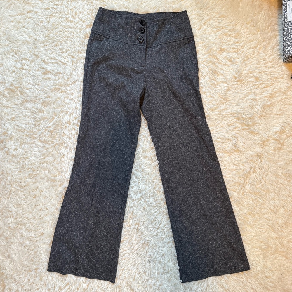 Vintage Forever 21 Women's Dark Gray Dress Pants with Front Button Detail